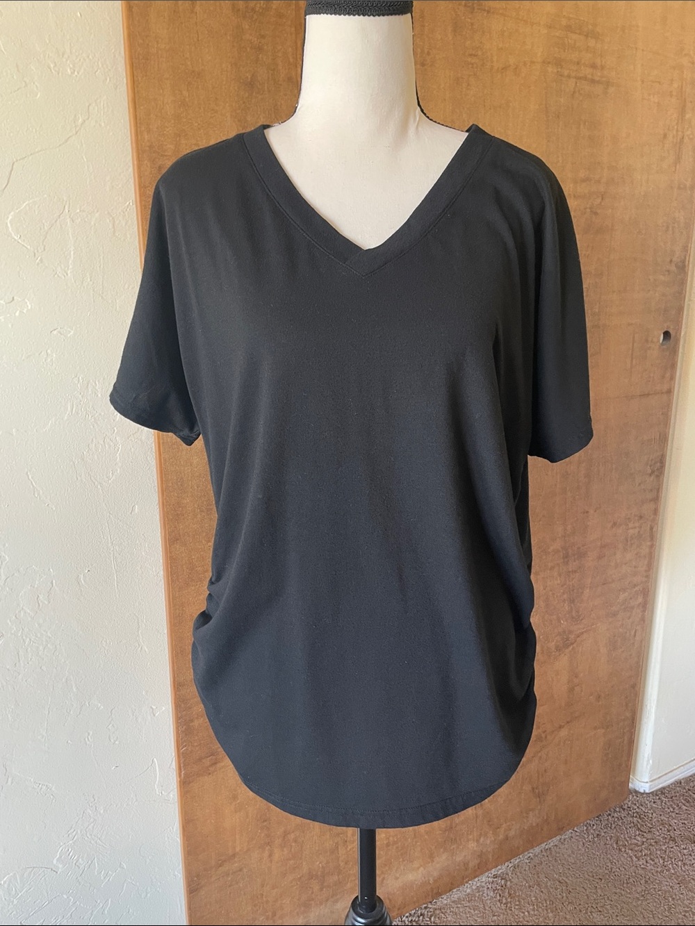Black v neck Women’s T Shirt.